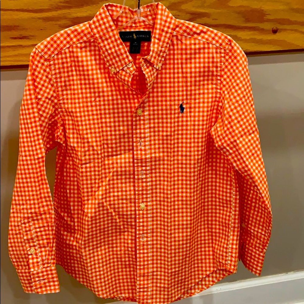 Ralph Lauren boys orange stripe dress shirt, 10-12